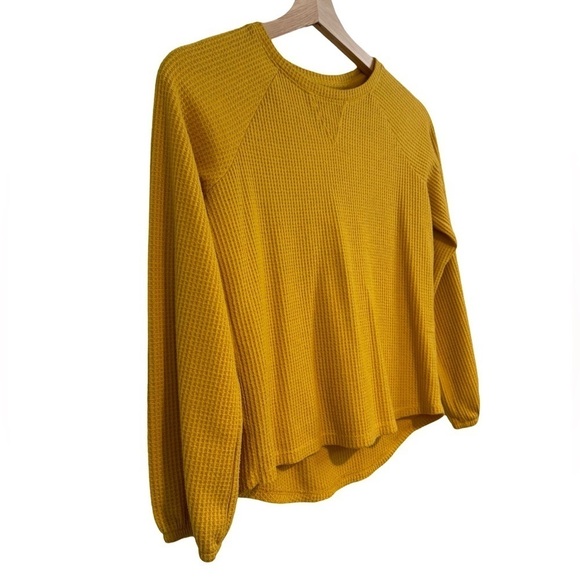 Cat & Jack Yellow Waffle Knit Shirt with Elastic Cuffed Sleeves Size L 10/12 ☀️ - Picture 4 of 13